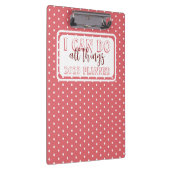 Girly Pink weiße Punkte ich kann alles tun 2023 Klemmbrett (Rechts)