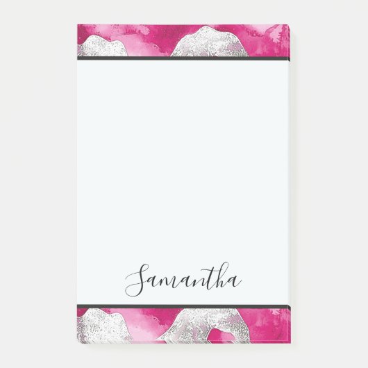 Girly Pink White Abstrakt Post-it Klebezettel (Vorderseite)
