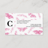 Girly Pink White Butterfets Wasserfarben Muster Visitenkarte (Rückseite)
