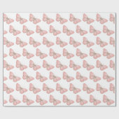 Girly Pink White Butterflies Birthday Geschenkpapier (Flach)