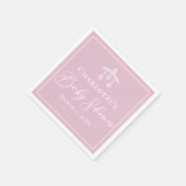 Girly Pink White Chic Minimalistisch Baby Dusche Serviette (Ecke)