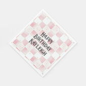 Girly Pink White Chic Squares Geburtstag Serviette (Ecke)