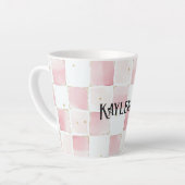 Girly Pink White Chic Squares Milchtasse (Linke Ecke)