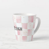 Girly Pink White Chic Squares Milchtasse (Rechte Ecke)