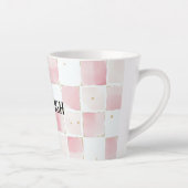 Girly Pink White Chic Squares Milchtasse (Rechts)