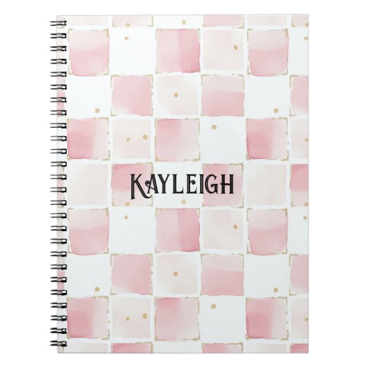 Girly Pink White Chic Squares Notizblock (Vorderseite)