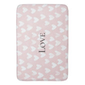 Girly Pink White Hearts Brautparty Badematte (Vorderseite Vertikal)