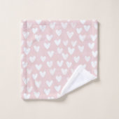 Girly Pink White Hearts Brautparty Badhandtuch Set (Waschlappen)