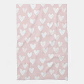 Girly Pink White Hearts Brautparty Geschirrtuch (Vertikal)