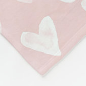 Girly Pink White Hearts Fleecedecke (Ecke)