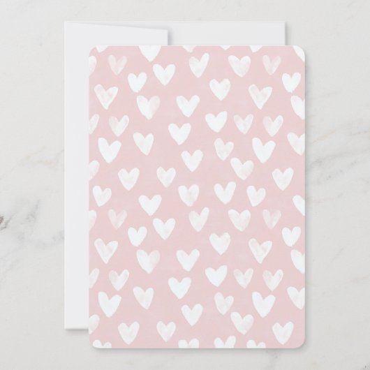 Girly Pink White Hearts Geburtstag Einladung (Rückseite)