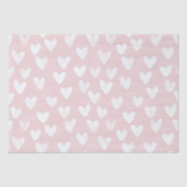 Girly Pink White Hearts Geburtstag Seidenpapier