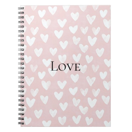 Girly Pink White Hearts Notizblock (Vorderseite)