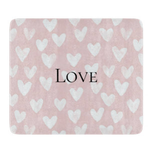 Girly Pink White Hearts Schneidebrett
