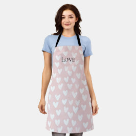 Girly Pink White Hearts Schürze