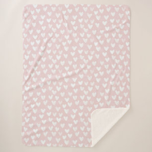 Girly Pink White Hearts Sherpadecke