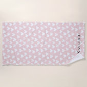 Girly Pink White Hearts Strandtuch (Vorderseite)