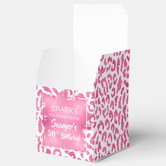 Girly Pink White Leopard Geschenkschachtel (Geöffnet)