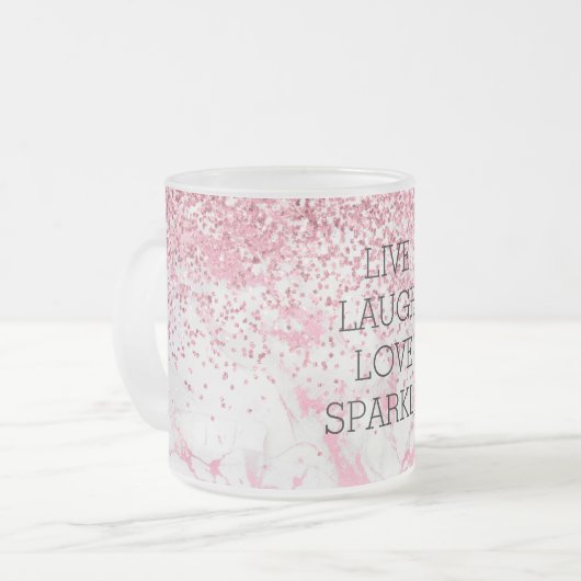 Girly Pink White Marble Glitzer Sparkle Mattglastasse (Vorderseite Links)