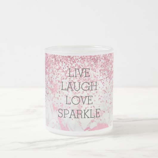 Girly Pink White Marble Glitzer Sparkle Mattglastasse (Mittel)