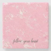 Girly Pink White Marble Steinuntersetzer (Vorderseite)