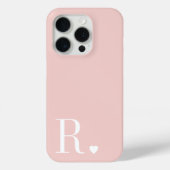 Girly pink  white monogram initial  Case-Mate iPhone hülle (Rückseite)