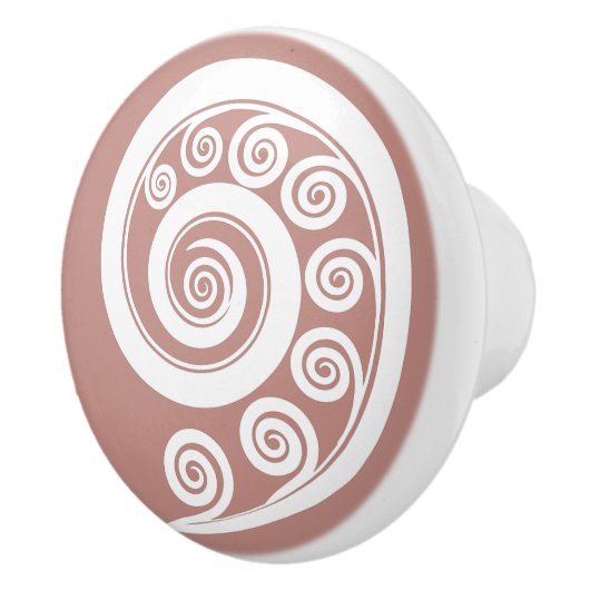 Girly Pink-White Nature inspiriert Fern Frond Curl Keramikknauf (Rechts)