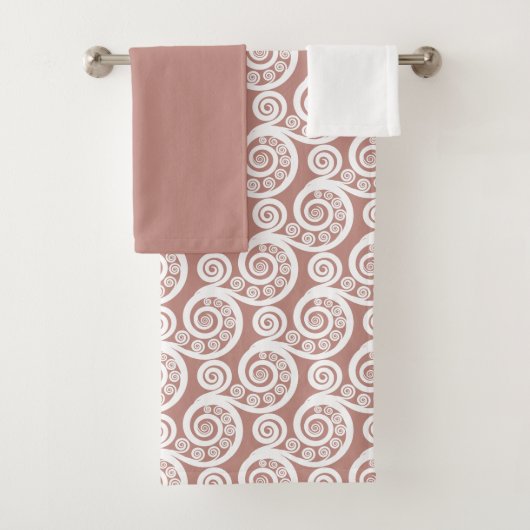 Girly Pink-White Nature Inspiriert Fern Leaf Curls Badhandtuch Set (Insitu)