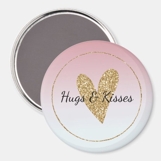 Girly Pink White Ombre Gold Glitzer Herz Magnet (Vorderseite/Rückseite)