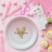 Girly Pink White Ombre Gold Glitzer Herz Pappteller (Party)