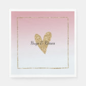 Girly Pink White Ombre Gold Glitzer Herz Serviette (Vorderseite)