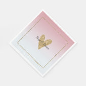 Girly Pink White Ombre Gold Glitzer Herz Serviette (Ecke)