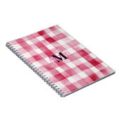 Girly Pink White Plaid Stripes Monogram Notizblock (Rechte Seite)