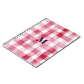 Girly Pink White Plaid Stripes Monogram Notizblock (Linke Seite)