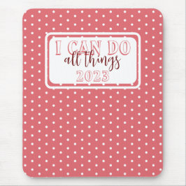 Girly Pink White Polka Dots kann alles bis 2023 Mousepad