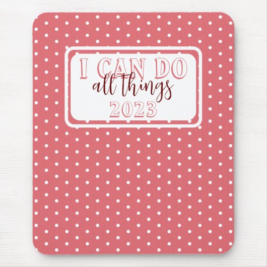 Girly Pink White Polka Dots kann alles bis 2023 Mousepad (Vorne)