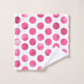 Girly Pink White Polka Dots Modern Trendy Badhandtuch Set (Waschlappen)