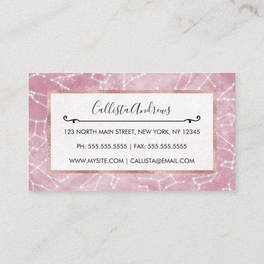 Girly Pink White Star Sternennebel Visitenkarte (Rückseite)