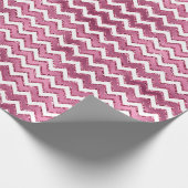 Girly Pink White Zigzag Streifen Geschenkpapier (Ecke)