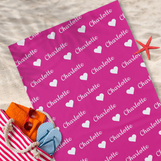Girly Pink Wiederholung Name Skript Heart Beach Ha Strandtuch