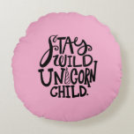 Girly Pink Wild Unicorn Rundes Kissen<br><div class="desc">Girly Pink Wild Unicorn</div>