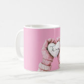 Girly Pink Winter Gloves Weißes Herz Kaffeetasse (Vorderseite Links)