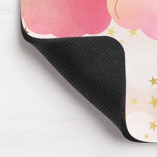 Girly-Pink-Wolken und fallende Sterne Personalisie Mousepad (Ecke)