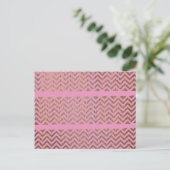 Girly Pink Wood Zickzack Zigzag Andes Pattern Postkarte (Stehend Vorderseite)