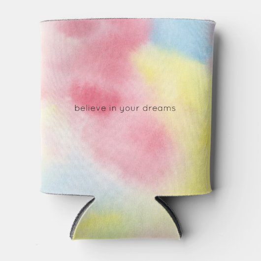 Girly Pink Yellow Blue Gefärbte Krawatte Dosenkühler (Vorderseite)