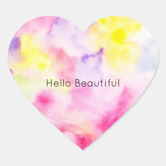 Girly Pink Yellow Lila Gefärbte Krawatte Herz-Aufkleber (Vorderseite)