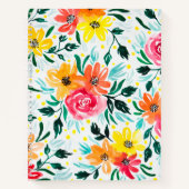 Girly Pink Yellow Watercolor Floral Illustration Notizbuch (Vorderseite)