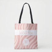 Girly Pink Zebra Animal Print Initial Monogram Tasche (Vorderseite)