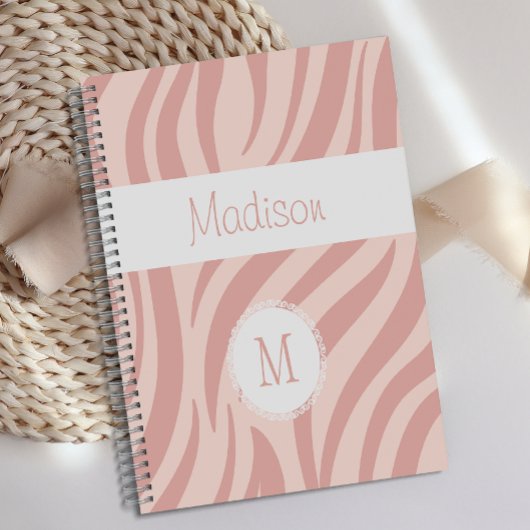 Girly Pink Zebra Animal Print Trendy Monogram Planer