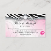 Girly Pink Zebra Hair Stylist Erinnerung Visitenkarte (Rückseite)